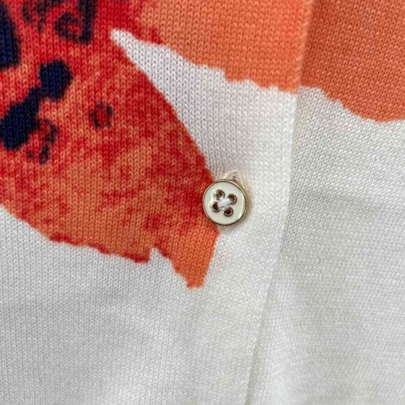 Lands' End Cardigan‎ Sweater Womens Small 6-8 White Cotton Watercolor Floral NEW - Picture 3 of 7